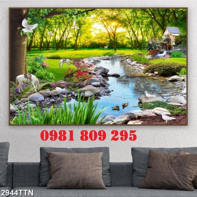 Gạch tranh phong cảnh thiên nhiên ốp tường đẹp