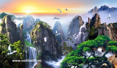 Tranh gạch phong cảnh mây núi 3d - 34CBV