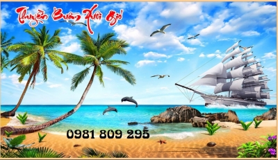 Mẫu tranh gạch 3d thuyền buồm