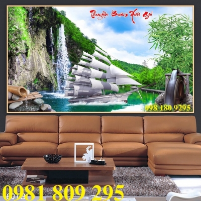 tranh gạch 3d , tranh thuyền buồm xuôi gió