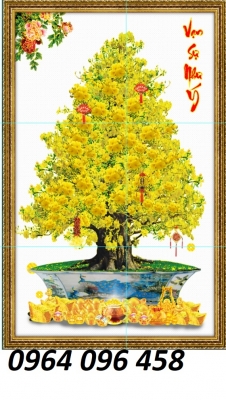 Gạch tranh 3d hoa mai vàng - KM643