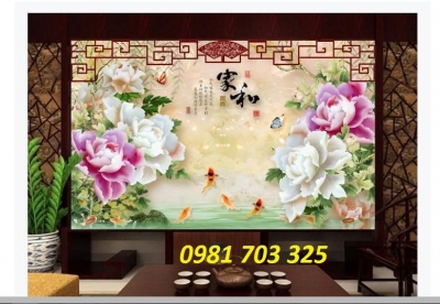 tranh hoa mẫu đơn- tranh gạch sứ ngọc 3D