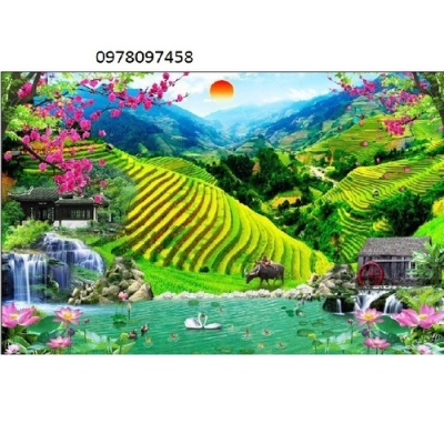 Tranh gạch men phong cảnh ruộng bậc thang