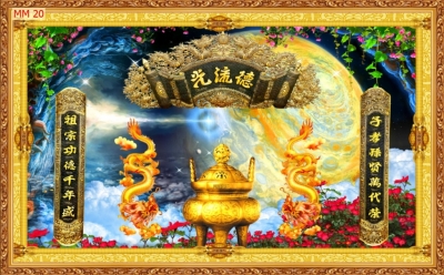 Tranh phòng thờ gia tiên - tranh câu đối