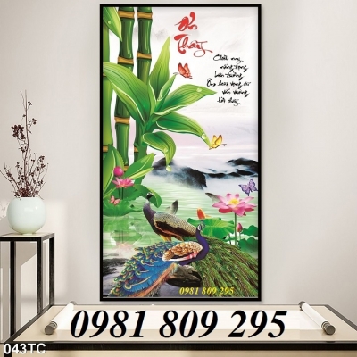 Tranh chim công khổ đứng - gạch tranh 3d