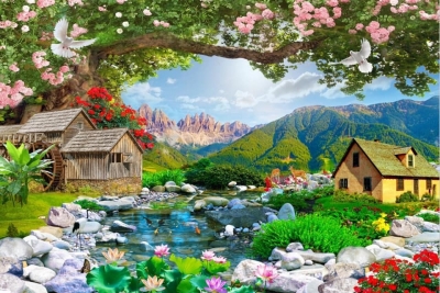 Gạch tranh 3D - phong cảnh thiên nhiên