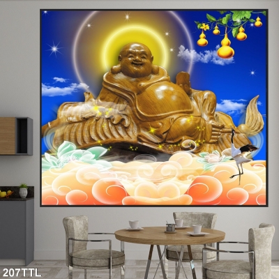 Gạch tranh Phật Giáo- Tranh Phật Di Lặc kim tiền