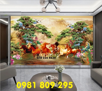 tranh gạch 3d - mã đáo phong thủy ốp tường