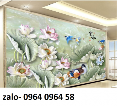 Tranh gạch ốp tường 3d hoa sen - CNNM9