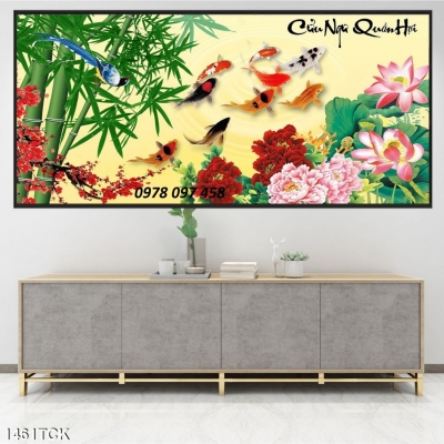 Tranh gạch men cửu ngư quần hội.