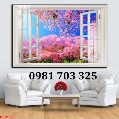 Tranh gạch cửa sổ trang trí