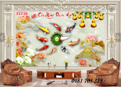 Tranh gạch 3D cá chép ốp tường