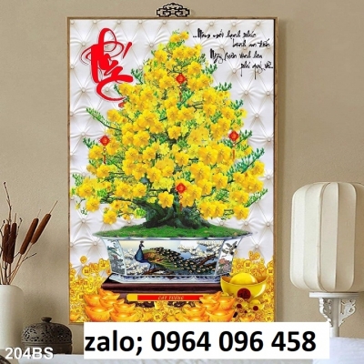 Tranh gạch 3d ốp tường cây hoa mai - 466CV