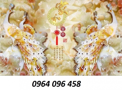 Tranh gạch 3d chim công trang trí phòng khách - sảnh - SDX444