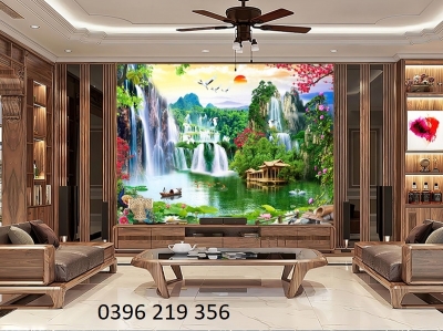 Tranh gạch 3d ốp lát Thác Nước, Sơn Thủy