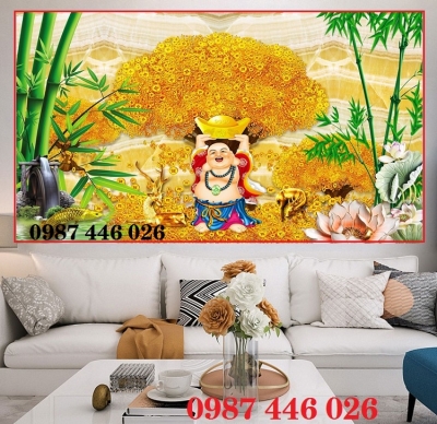 Tranh gạch men cây tiền lộc vàng HP273