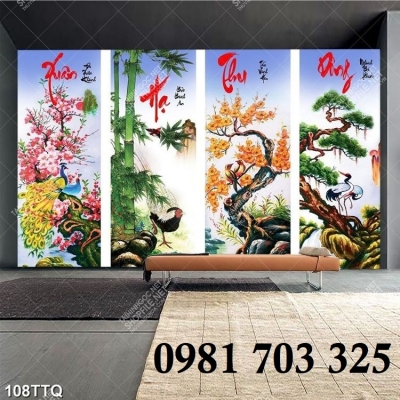 Gạch tranh tứ quý phong thủy 3