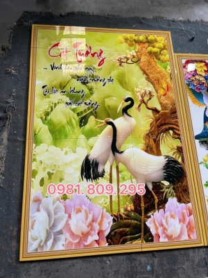Tranh gạch chim hạc 3d nghênh khách