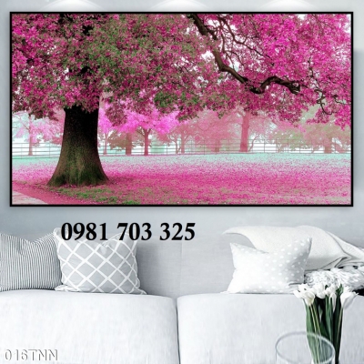 Tranh gạch 3d trang trí hoa đào