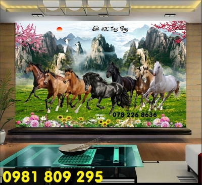 Gạch tranh ngựa - tranh ốp tường phòng khách