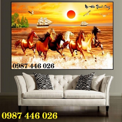 Gạch tranh ngựa, tranh bát mã 3d HP8643