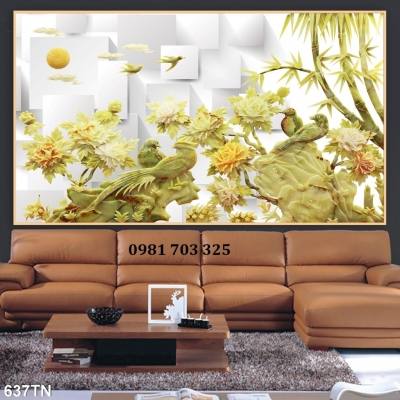 Gạch men sứ ngọc 3D dán tường phòng khách