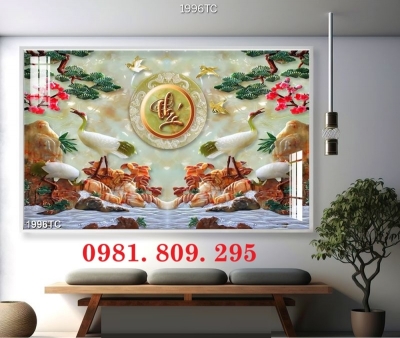 Gạch tranh 3d , tranh 3d chim hạc HQ888