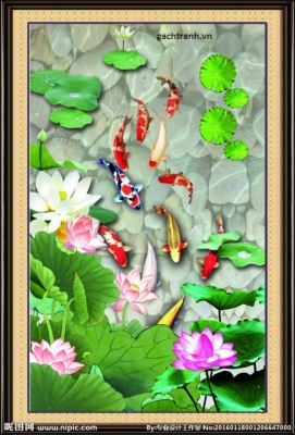 Tranh gạch 3d hoa sen - gạch tranh 3d hoa sen - N255