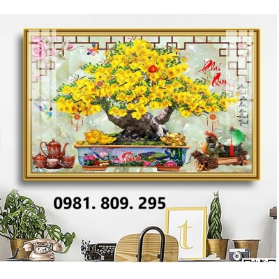 Tranh gạch ốp tường hoa mai khổ ngang HN939