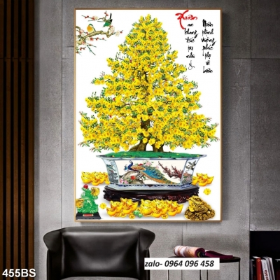 Tranh hoa mai 3d - tranh gạch 3d hoa mai - LF544
