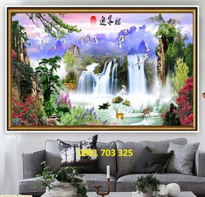 tranh 3D phong cảnh trang trí phòng khách