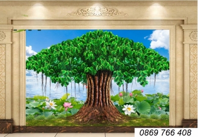 Tranh gạch 3d cây bồ đề Đức Phật