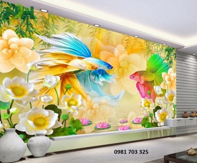 Gạch tranh cá chép-tranh gạch men ốp tường