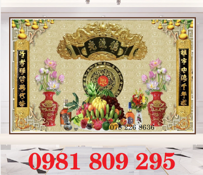Tranh 3d phòng thờ , tranh gạch men chữ phúc