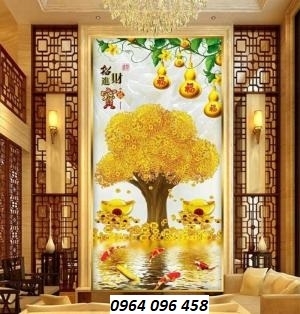 Tranh cây kim tiền tranh gạch 3d cây tiền - PTR4