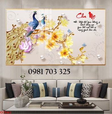 Tranh phong htủy chim công 3D