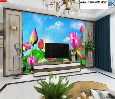 Tranh gạch hoa sen 3d - HFDX43