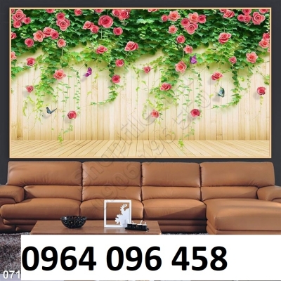 Tranh vườn hoa hồng 3d - tranh gạch 3d ốp tường - CBVV54