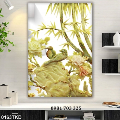 Gạch men khổ đứng 3D dán tường phòng khách