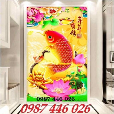 Tranh gạch men cá chép