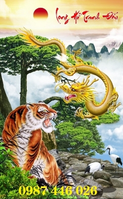 Tranh gạch men long hổ tranh đấu HP722