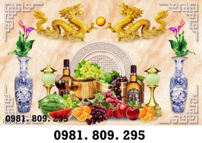 Tranh gạch phòng thờ bình hoa HS920