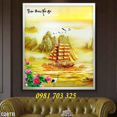 gạch tranh 3D phong thủy thuyền buồm