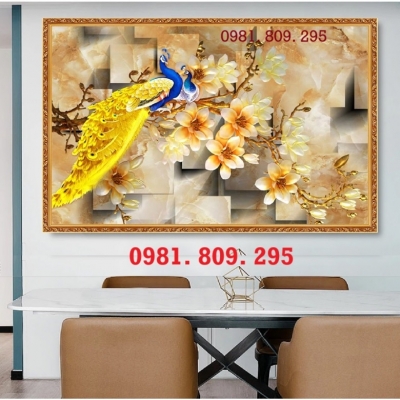 Gạch tranh 3d chim công , tranh gạch men