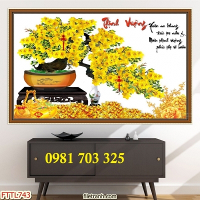 Tranh gạch hoa mai vàng trang trí tường