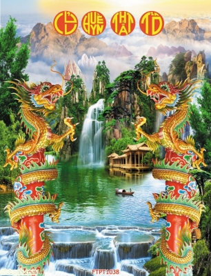 Tranh gạch 3d câu đối phòng thờ - XVCB663