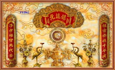 Gạch tranh 3D dán phòng thờ, bia mộ