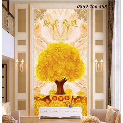 Gạch ốp tường 3D cây kim tiền