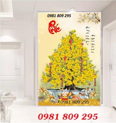 Gạch 3d hoa mai , tranh phú quý tài lộc HN2929