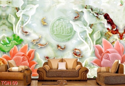 Gạch tranh 3d phong thủy phòng khách - LFD43